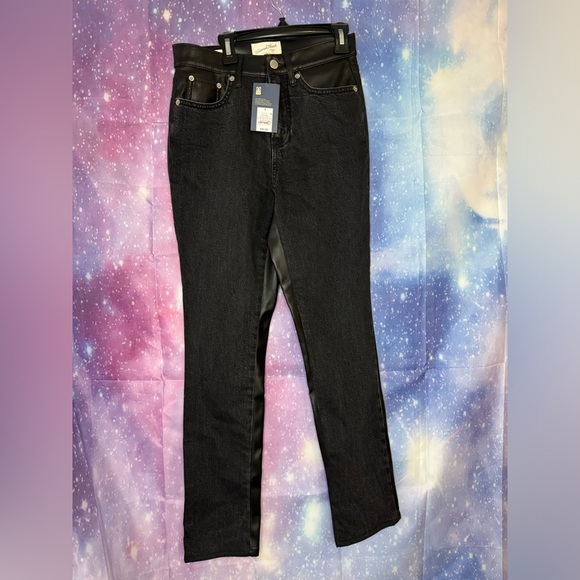 New universal thread mid rise 80’s slim faux half leather pants - Picture 1 of 4